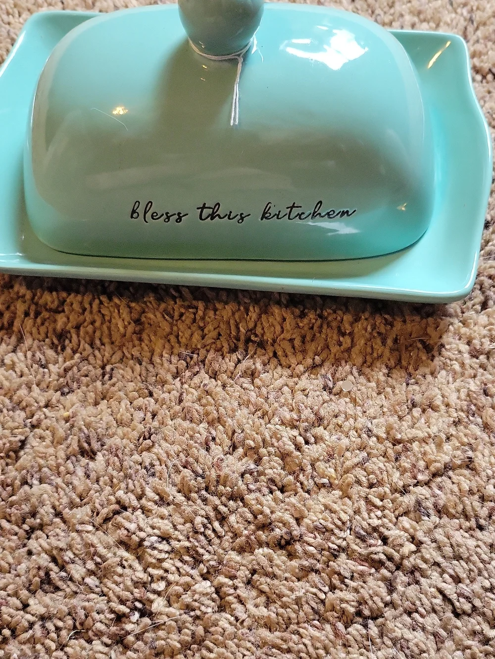 Aqua Ceramic Butter Dish - 